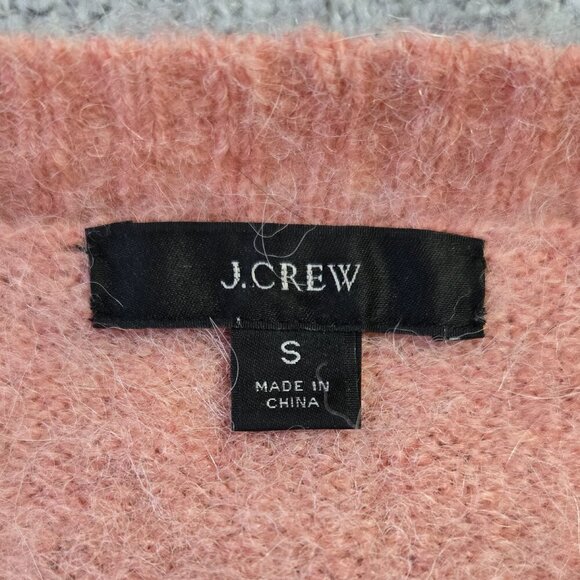 J. Crew Alpaca Merino Wool Salmon Pink Striped Fuzzy Oversized Sweater AK162 - Picture 7 of 8